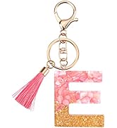 Suweibuke Cute Pink Key Chains for Women Girls, Initial Letter Keychains with Tassel, Charms for ...