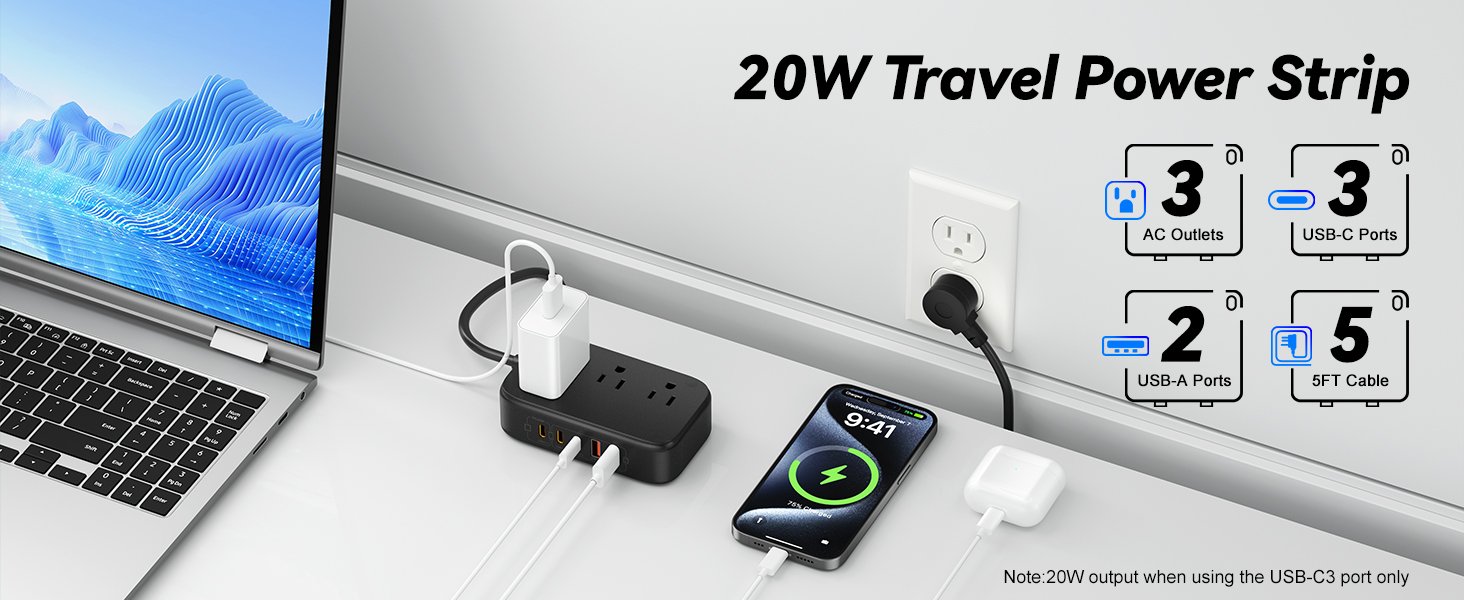 20W Travel Power Strip