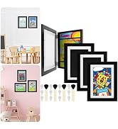 4Pcs Kids Art Frame Changeable 8.5x11 Letter Size Display with Mat Kids Artwork Frame Front Openi...