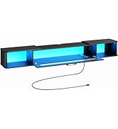 HOOBRO Floating TV Stand with LED Light Power Outlet for TVs up to 75”, Wall Mounted TV Shelf, Mo...
