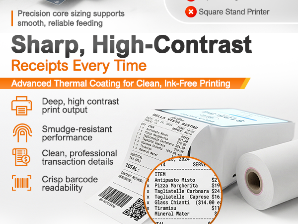 Vonlyst thermal receipt paper for Square Terminal handheld POS printer 10 pack