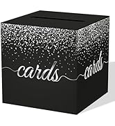 WNINK Black Silver Cards Box for Birthday, Wedding, Bridal or Baby Shower, Graduation, Anniversar...