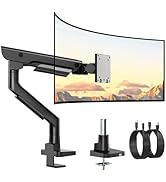 monTEK Sleek Aluminum Monitor Arm for 17–57” Ultrawide Screens up to 59.4 lbs, USB 3.0 A/C, Heavy...