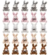 TOPZEA 25 Pack Mini Plush Bunny Keychain, 4.75" Small Stuffed Animal Bulk Bunny Keychain Hanging ...