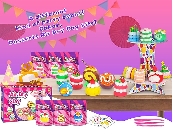 A different kind of party event! Cakes, Desserts Air Dry Cay kits!