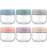 NETANY 6 Pack 4 oz Glass Baby jars with Airtight Lids, Glass Baby Food Storage Containers,Overnig...