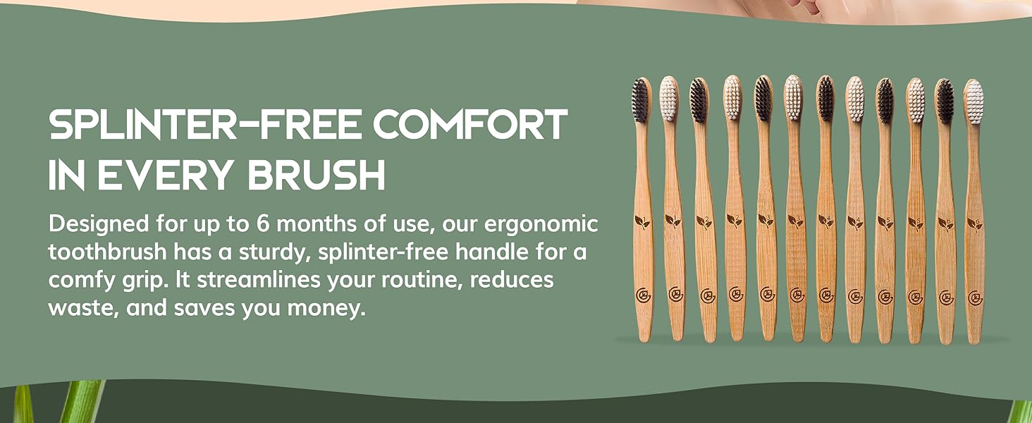 Greenzla Natural Bamboo travel toothbrush set, bamboo toothbrushes, soft toothbrushes for adults