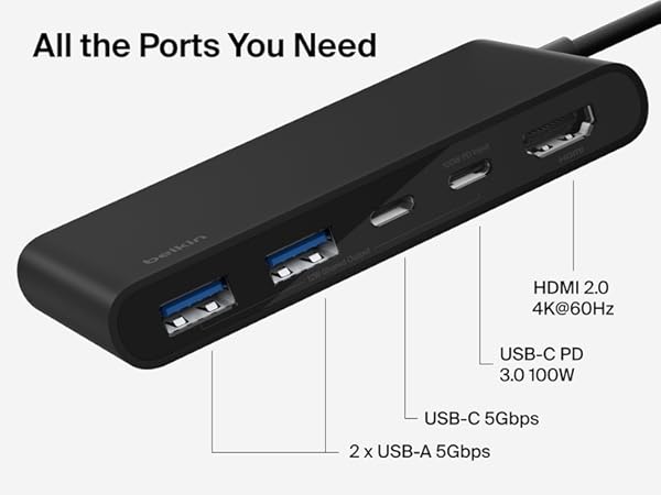 Belkin Connect 5 Port USB-C Hub with Dual USB-C Ports