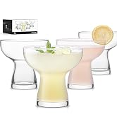 LUNA &amp; MANTHA Martini Glasses Set of 4, 10oz Stemless Margarita Glasses, Modern Hand-blown Margar...