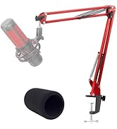 Red Mic Arm Compatible with HyperX QuadCast S - Premium QuadCast S Microphone Boom Arm for Gaming...