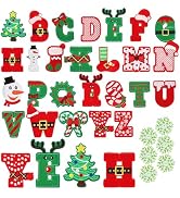 Acrebow Christmas Chenille Letter Patches 32Pcs Iron on Sewing on Alphabet Chenille Patches A-Z E...