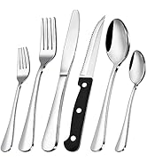 48-Piece Silverware Set with Steak Knives for 8, Stainless Steel Flatware Cutlery Set For Home Ho...