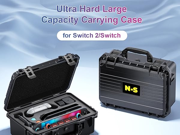Hard large capacity carrying case for Switch 2/Switch