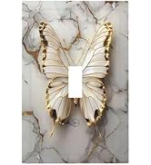 Wpshijia Light Switch Cover Plate Gold White Butterfly Luxury Abstract Marble 1 Gang Single Toggl...