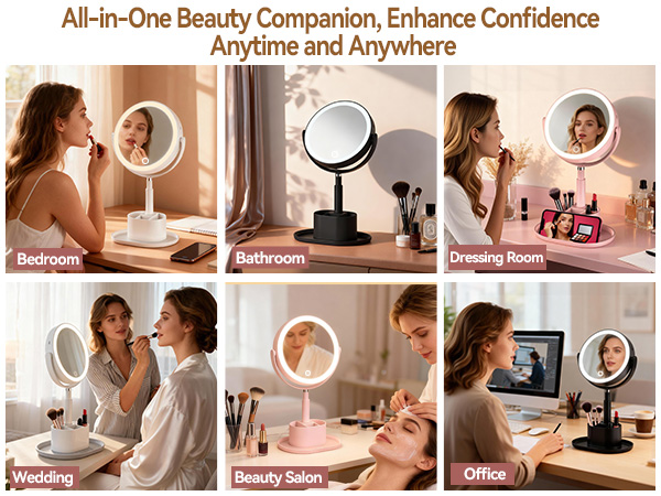 vanity mirror with lights, lighted makeup mirror with magnification, makeup mirror with lights