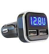 Jebsens 4.8A 24W Dual USB Car Charger Volt Meter Car Battery Monitor with LED Voltage &amp; Amps Disp...