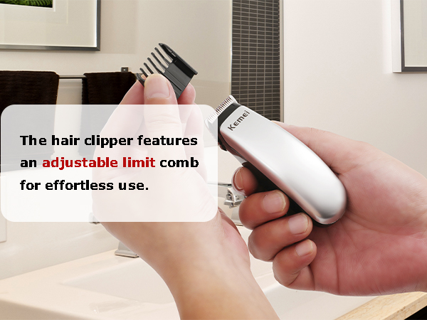 The hair clipper features an adjustablelimit comb for effortless use. 