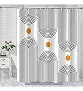 GKLEASG Boho Mid Century Shower Curtain, Modern Abstract Arch Sun Ivory Machine Washable Waterpro...