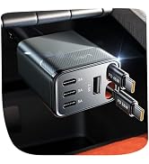 LISEN Retractable Car Charger USB C [Upgraded Dual Type C] 87W Fast 6 in 1 Car Charger for iPhone 17