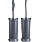 Toilet Brush and Holder 2 Pack, Toilet Bowl Brush with Extra Long Handle, Toilet Scrubber and Cov...
