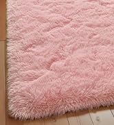 Macgace Light Pink Rugs for Bedroom Girls, 4x6 Shag Rug Fluffy Area Rugs with Non-Slip Backing fo...