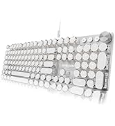 EWEADN Typewriter Style Mechanical Keyboard, Wired Typewriter Keyboards,104 Keys Backlit LED Meta...