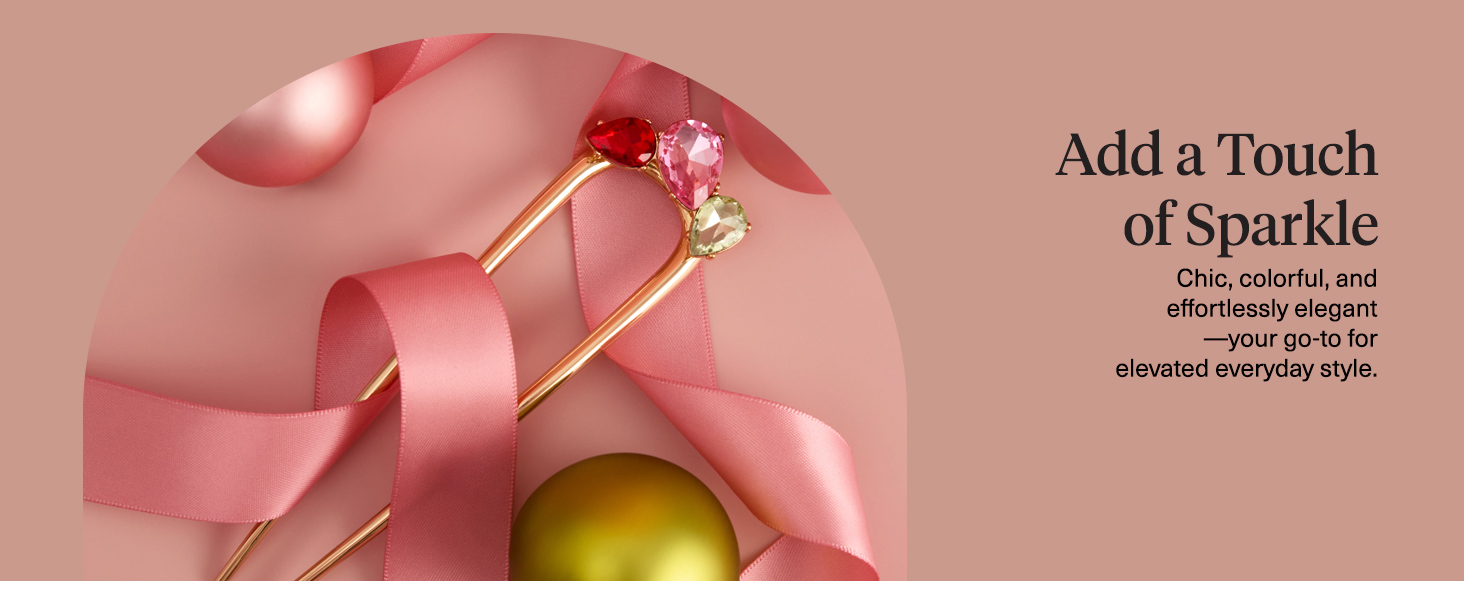 Kitsch Metal Gemstone French Hair Pin - Red, Pink &amp;amp; Green