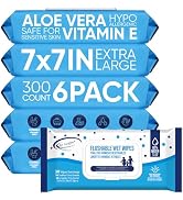 Air Jungles Flushable Wipes 300 Ct for Adult and Child, XL 7 x 7 in with Aloe Vera &amp; Vitamin E fo...