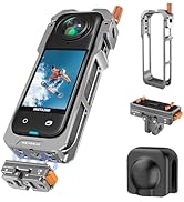 REYGEAK Aluminium Cage for Insta360 X5,Protective Utility Frame for Insta360 X5,Quick Release Bas...