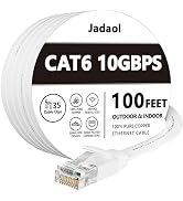 Cat 6 Ethernet Cable 100 Ft, Outdoor&amp;Indoor, 10Gbps Support Cat8 Cat7 Network, long Flat Internet...