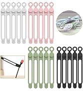 [20Park]UMUST Silicone Cable Ties,Reusable Cable Management Organizer, Multipurpose Elastic Cord ...