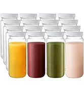 Suwimut 16 Pack Glass Juicing Bottles, 16oz Reusable Glass Drinking Bottle Jar Clear Glass Water ...