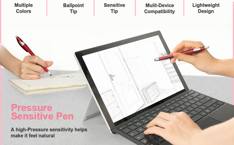 SKOLOO pressure sensitive pen, various colors and lightweight design
