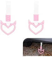 MOXRUQ 2 PCS Heart Handle Strap for Car, Drift Charm Rear Bumper Warning Ring Decor, Heart Car Ha...