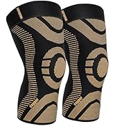 JIUFENTIAN 2 Pack Copper Knee Brace Compression Sleeve for Women &amp; Men - Pain Relief for Arthriti...