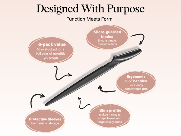 Kitsch Dermaplane Razor Face Razors, Shaver, Recycled Plastic Dermaplaning and Skin Care Tool Black
