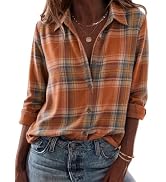 Zeagoo Flannel Shirt Women Long Sleeve Plaid Button Down Fall Work Blouses | Lightweight business...