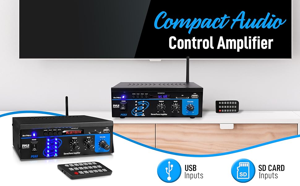 Home Audio Power Amplifier System - 2X75W Mini Dual Channel Sound Stereo Receiver Box