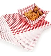 IOMDRWU 200 Pcs Wax Paper for Food 7x7 Inch, Red White Checkered Deli Paper Sheets, Grease Resist...