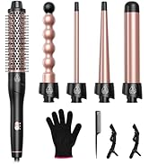 5 in 1 Curling Wand Set, Lopeie Curling Iron with New Upgraded Thermal Brush and 4 Interchangeabl...