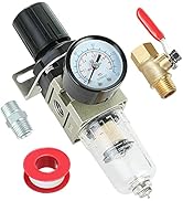 Hromee 1/4 Inch Air Compressor Filter Regulator Combo, Water Oil Separator with Pressure Gauge, M...