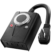 Brightown Outdoor Light Sensor Timer Waterproof, Mechanical Plug in Timer Switch, Outdoor Light T...