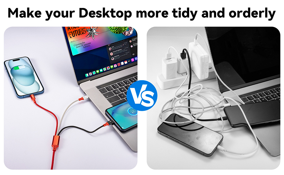 3 in 1 USB Type C charger cable data transfer and carplay micro usb charger cord fast charging cable