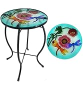 YNGFIL Outdoor Side Table Dragonfly Round Small Patio Accent Table Indoor End Table for Yard, Gar...