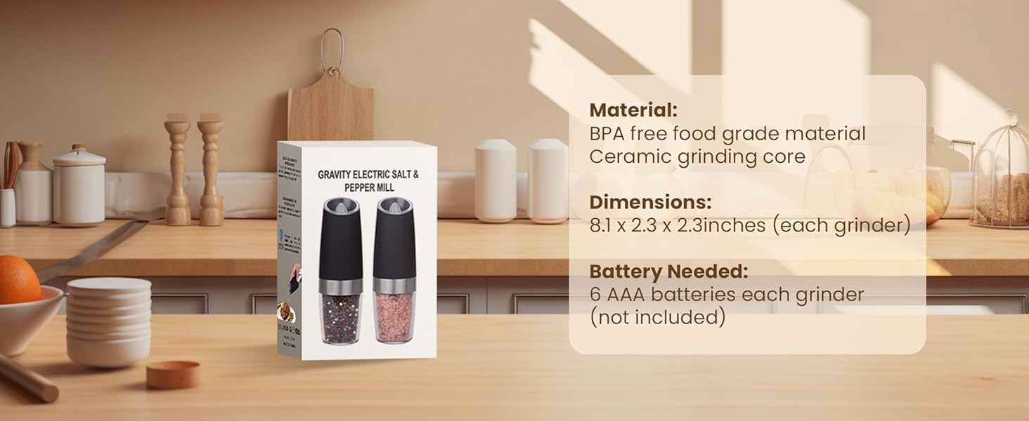 KIARYUOLL Gravity Electric Salt And Pepper Grinder Set