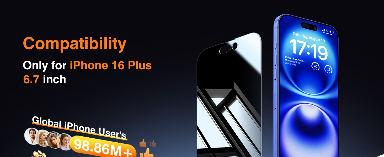 iphone 16 plus privacy screen protector