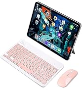 Wireless Keyboard and Mouse, Ultra-Slim Rechargeable Bluetooth Keyboard Mouse Combo,Cute Small Po...