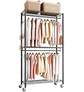 VEVOR Clothing Garment Rack, Heavy Duty Closet Wardrobe, Adjustable Tiers Clothes Racks with Stee...