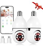 TOWODE 2K Light Bulb Security Camera Outdoor 2 Packs, 2.4GHz Wi-Fi Wireless Home Security Camera ...
