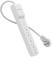 Belkin 6-Outlet SlimLine Power Strip Surge Protector, 6ft Cord and Rotating Plug, 700 Joules, White